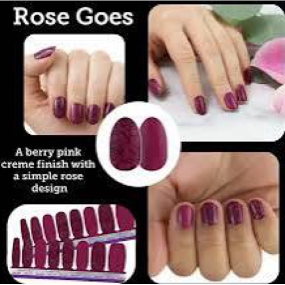 Rose Goes (RETIRED) - Color Street Nails Berry Pink Flowers with Creme Finish - Picture 3 of 5